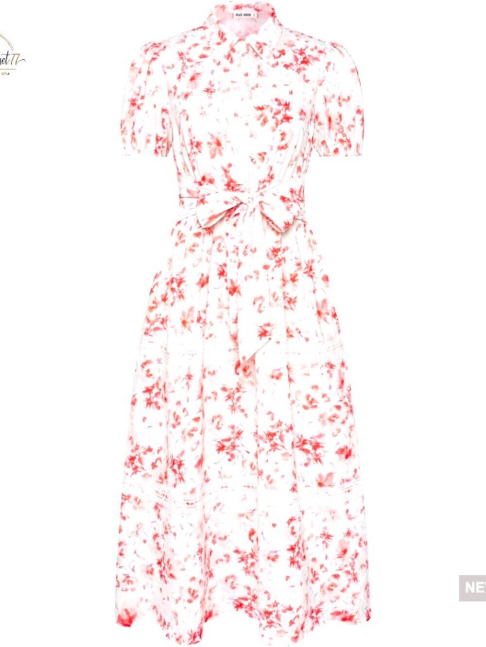 Floral Maxi Dress with Puff Sleeves Tie Belt Pockets Lightweight Fabric